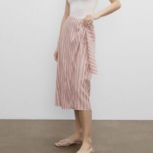 Club Monaco Linen Blend Faux Wrap Stripe Midi Skirt Cruise Resort Size 6